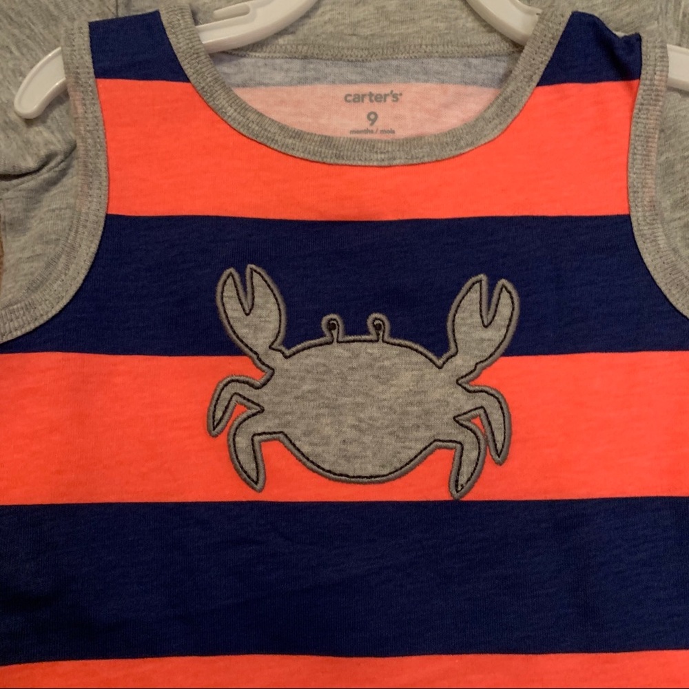 CARTERS Baby Boy Crab Rompers - Picture 4 of 5